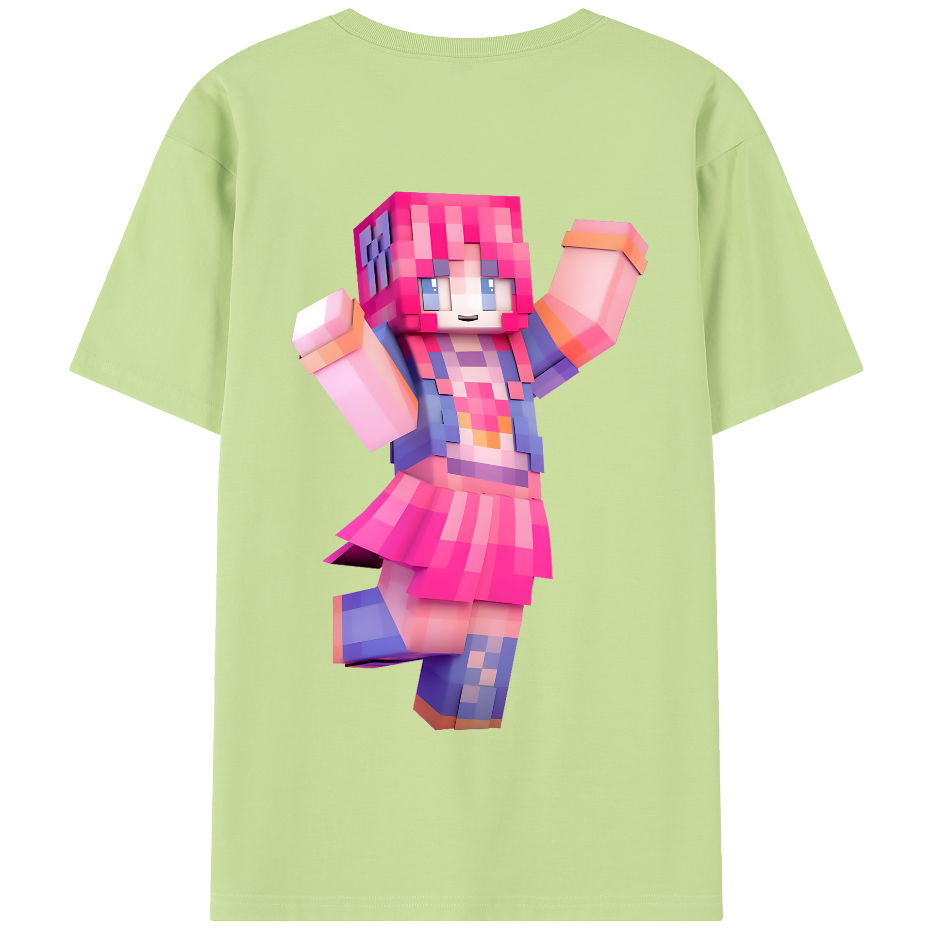 （画像用） マインクラフト ブロックの世界 Minecraft MC Block world 綿100％半袖Tシャツ（背面プリント）